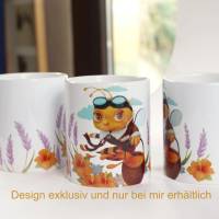Süße Kunst Tasse aus Keramik für Bienenfreunde, Kaffeetasse oder Teetasse Malerei, Geschenkidee für Imker Bild 6