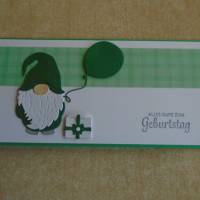 Gutscheinverpackung   Geburtstagsverpackung  Wichtel Geldgeschenk   Geburtstag Konzertkarte grün Verpackung Bild 1