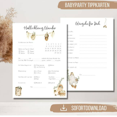 Boho Babyparty Spiele Set PDF | Babyparty Tippkarten Eukalyptus | Baby Ratespiel | Baby Tabu | Babyparty Spiel | PDF