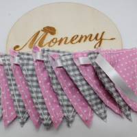 Wimpelkette Mini rosa grau / Kinderzimmerdeko / Stoffgirlande Bild 4