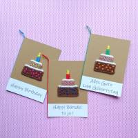 Geburtstagskarte Törtchen mit Kerze gehäkelt mit Wunschtext Bild 2