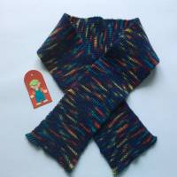 Schal für Babys und Kleinkinder, 83 cm lang, 9,5 cm breit, dunkelblau meliert, gestrickt Bild 1