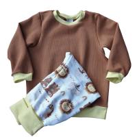 Kinder Kombination Set - Pumphose & Pullover - Größe 98/104 - wild animals weiß braun Bild 2