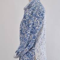 Damen Hemdbluse | Ostfriesen Muster weiss/blau Bild 2