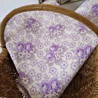 Bauernbettwäsche Kissenbezug, lila Rosen, weiße Blümchen und Punkte, unbenutzt, antiker Bauernstoff Bettwäschestoff Bild 3