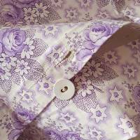 Bauernbettwäsche Kissenbezug, lila Rosen, weiße Blümchen und Punkte, unbenutzt, antiker Bauernstoff Bettwäschestoff Bild 7