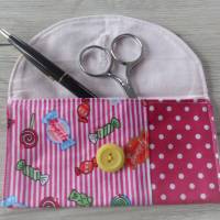 Mini Tasche mit Knopf- Schminktasche - Utensilien - Upcycling Produkt - Patchworktasche - jede Stofftasche individuell Bild 5