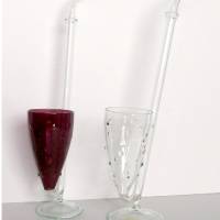 Schnapspfeife, vintage Schnapsglas, 50er Jahre, mundgeblasen, Glaspfeife mundgeblasen filigrane Schnapspfeife, weißglas Bild 2