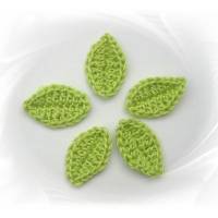 Gehäkelte Blätter , Blatt aus Baumwolle, Häkelapplikationen in Wunschfarbe Bild 4
