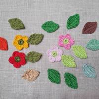 Gehäkelte Blätter , Blatt aus Baumwolle, Häkelapplikationen in Wunschfarbe Bild 5