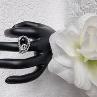 Ring Bella , Größe 17 in silber glitzer mit schwarzer 3 D Perle Bild 1