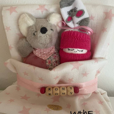 kleine Maus Windeltorte, Babygeschenk Mädchen, kreatives Geschenk zur Geburt, rosa