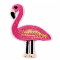 Aufnäher Applikationen Bügelbild Aufbügler Flamingo mit Pailletten 6 x 8 cm ( 1 Stück/2,50 €) Bild 1