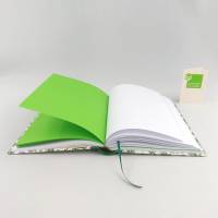 Notizbuch, hellgrün, Fahrrad, A5, 300 Seiten, fadengeheftet, handgefertigt, Hardcover Bild 5