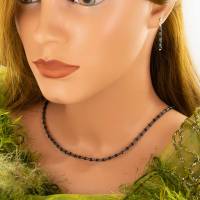 schwarze Spinell Hämatin Halskette mit glänzend matt Bild 2