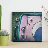 Schallplattenspieler in einem verlassenen Haus Leinwand Fotografie Wandgestaltung 20 x 20 cm Bild 1