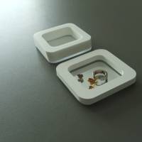 quadratische Mini-Schmuck-Ablage / kleine Ring-Schale - Weiß mit Spiegel Bild 1