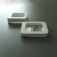 quadratische Mini-Schmuck-Ablage / kleine Ring-Schale - Weiß mit Spiegel Bild 2