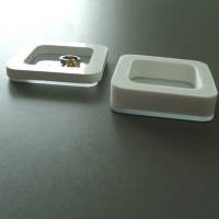quadratische Mini-Schmuck-Ablage / kleine Ring-Schale - Weiß mit Spiegel Bild 5
