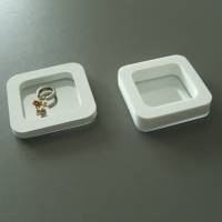 quadratische Mini-Schmuck-Ablage / kleine Ring-Schale - Weiß mit Spiegel Bild 6