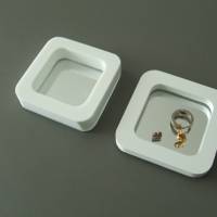 quadratische Mini-Schmuck-Ablage / kleine Ring-Schale - Weiß mit Spiegel Bild 7