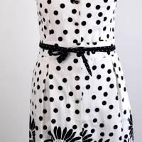 Damen Hemdblusenkleid Weiß mit schwarze Punkte Bild 1