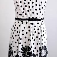 Damen Hemdblusenkleid Weiß mit schwarze Punkte Bild 3