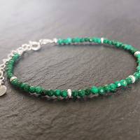 Schmales Malachit Armband 925er Silber, grünes Edelstein Armband, Armband filigran Bild 2