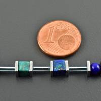 Zierliche blaue Würfelkette mit Edelsteinen - Halskette Lapislazuli Türkis Apatit Azurit-Malachit Edelsteinkette Bild 5