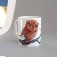 Süße Tasse Eule aus Keramik für Kinder und Erwachsene , Kaffeetasse oder Teetasse Malerei, Geschenkidee für Geburtstag Bild 1