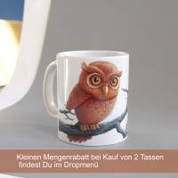 Süße Tasse Eule aus Keramik für Kinder und Erwachsene , Kaffeetasse oder Teetasse Malerei, Geschenkidee für Geburtstag Bild 4