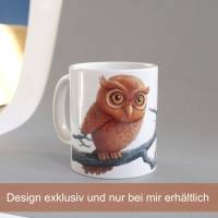 Süße Tasse Eule aus Keramik für Kinder und Erwachsene , Kaffeetasse oder Teetasse Malerei, Geschenkidee für Geburtstag Bild 5
