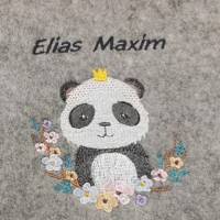 Panda mit Blumen und Krone, perfektes Kindermotiv als Stickdatei Bild 3