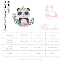 Panda mit Blumen und Krone, perfektes Kindermotiv als Stickdatei Bild 5