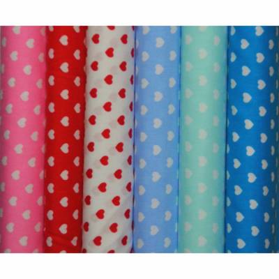 Baumwollstoff mit Herzchen Herz 50 x 145 cm rot weiß rosa mint türkis hellblau