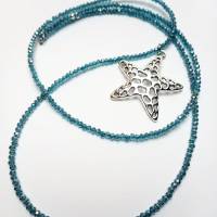 Halskette aus Glasperlen mit XXL Muschel Anhänger Perlen Kette Perlenkette handmade Halskette lang Bild 1