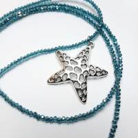 Halskette aus Glasperlen mit XXL Muschel Anhänger Perlen Kette Perlenkette handmade Halskette lang Bild 3