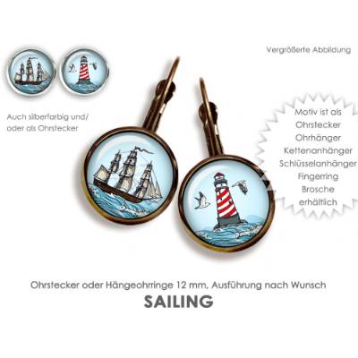 Sailing - Ohrringe Ohrstecker Hängeohrringe Brisuren Ohrschmuck OHRSTECKER witzig Ohrstecker Typographie 