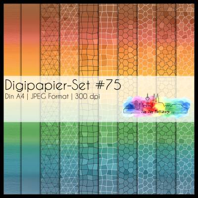 Digipapier Set #75 (rot, orange, gelb, grün, blau) abstrakte & geometrische Formen  zum ausdrucken, plotten & mehr
