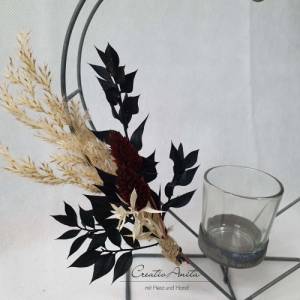 Metallherz Kerzenhalter mit Trockenblumen dekoriert, Muttertagsgeschenk, Freunde, Umzug Bild 2