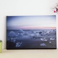 Gletscherlagune Jökulsarlon Island mit schwarzen Strand Leinwand Fotografie 20 x 30 cm Kunst Fotografie Wandbild Bild 1