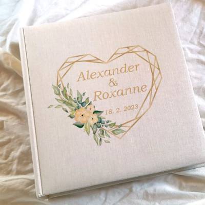 Fotoalbum echtes Leinen personalisierbar Geometric Heart