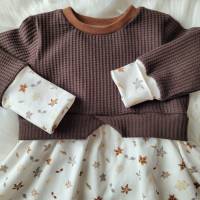 Sweater Kleid / Sweater / Tunika / Girly Sweater / Kleidchen mit Schößchen Kleid für Mädchen Anissterne/Dunkelbraun Bild 3