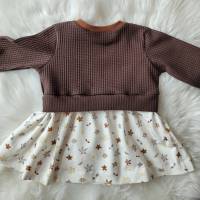 Sweater Kleid / Sweater / Tunika / Girly Sweater / Kleidchen mit Schößchen Kleid für Mädchen Anissterne/Dunkelbraun Bild 4