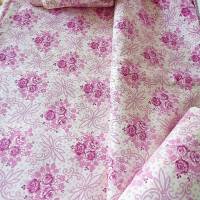 Bettwäsche Bauernbettwäsche, Kopfkissen und Bettbezug mit Rosen Blümchen Punkten rosa lila weiß, Vintage Landhausstil Bild 1