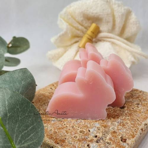 4 St. Hasen Seifenhasen Schafmilchseife in rosa - Ostergeschenk