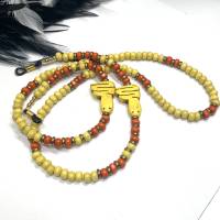 Handgefertigte Brillenkette in den Trendfarben gelb und orange mit stylischen Details Bild 1