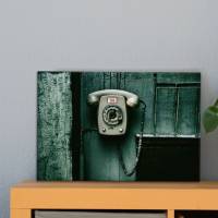 Telefon mit Wählscheibe Alu-Print 60 x 40 cm hochwertige Alu-Dibond Platte Wandbild Kunstdruck Bild 1