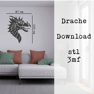 stl 3mf Drachenkopf geometrisch 3D Druck Datei Download