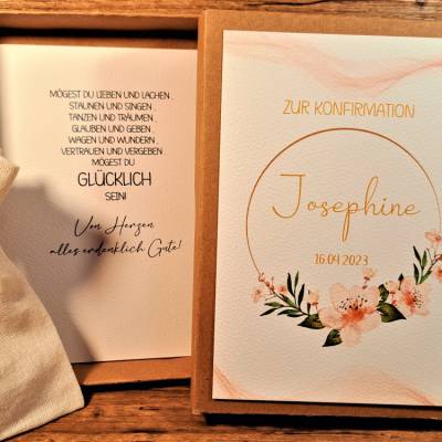Personalisiertes Konfirmationsgeschenk für Mädchen, Geldgeschenk zur Konfirmation mit Namen, Geschenkverpackung
